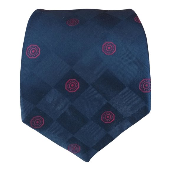 SULKA Blue Geometric Silk Tie FRANCE 58